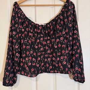 Miami Black and Red Floral Blouse